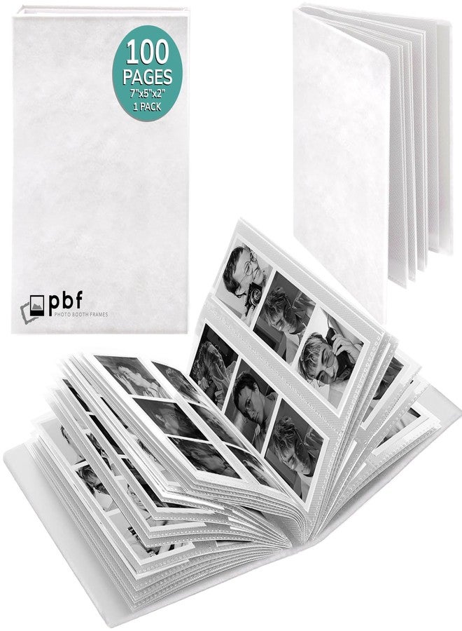 pbf PHOTO BOOTH FRAMES PBF Photo Booth Album | 2x6 Album w/ Sleeves | 2x6 Strips Memory Book | Wedding Photo Strip Album | 100 Pages, Holds 200 Photos (White, 1-Pack) - Image 1